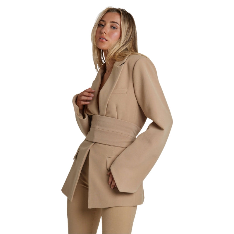 Olivia – Blazer met reverskraag, ceintuur en lange mouwen Velani