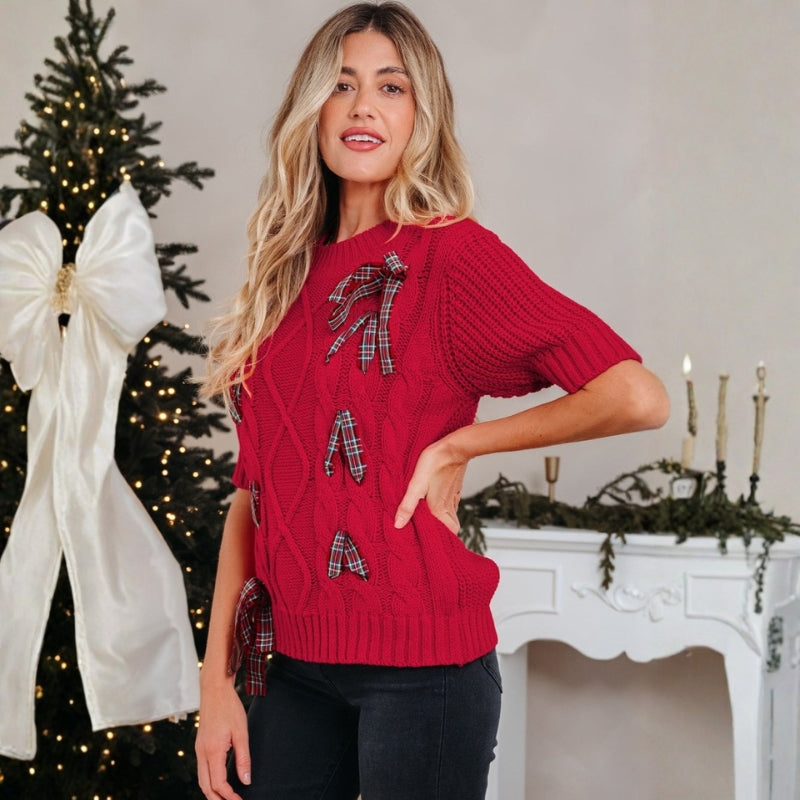 Riley – Round Neck Sweater With Ribbon Detail