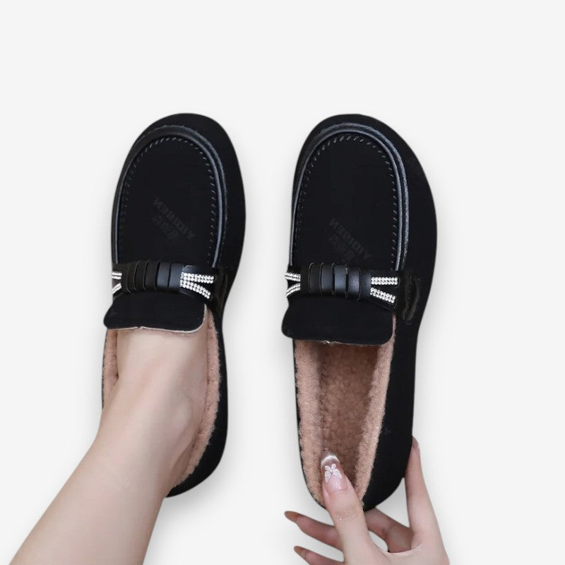 Lily – Round Toe Shoes With Non Slip Grip And Fur Design