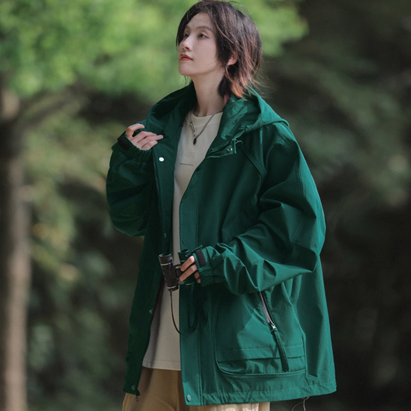 Penny – Long Sleeve Coat with Zipper Pocket and Hoodie