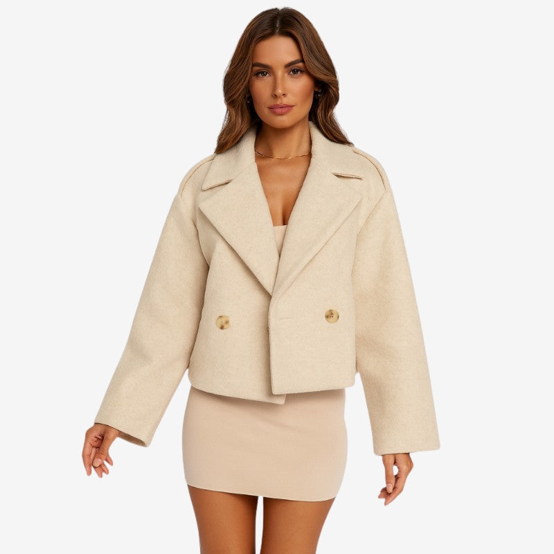 Alina – Chaqueta de manga larga con cierre de botones y cuello con muesca 