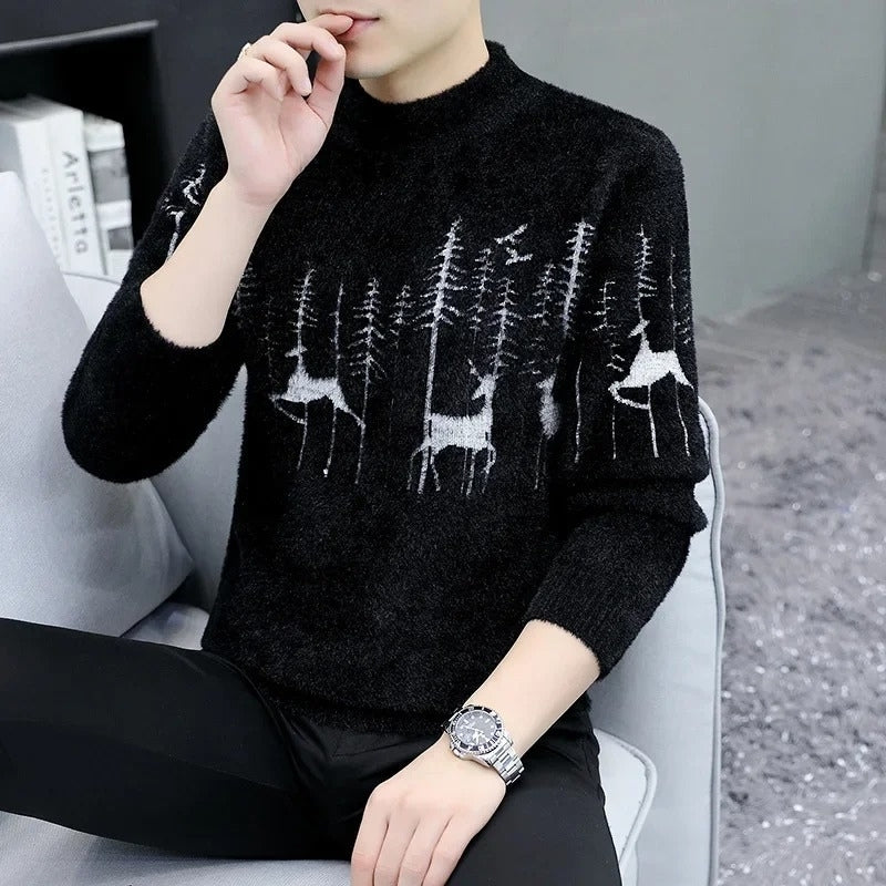 Liam – Round Neck Sweater with Animal Pattern Design