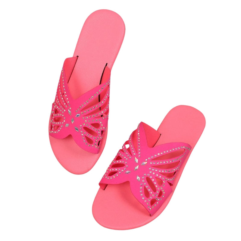 Marzia – Slippers met platte zool en vlinderdesign Velani