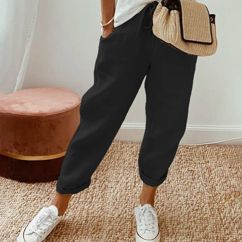 Women’s Striped Trousers with Drawstring