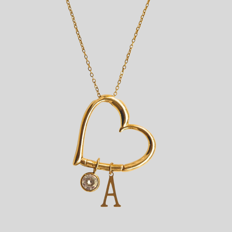 Heart Pendant Necklace with Letter Design