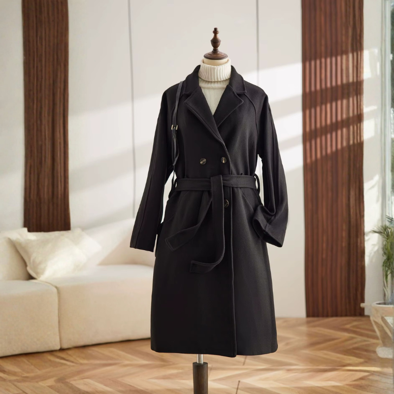 Chic Women's Long Sleeve Button-Front Overcoat