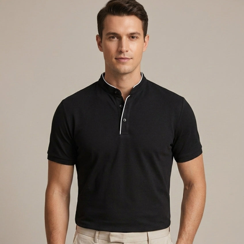 Men's Short Sleeve Stand Collar Polo Shirt