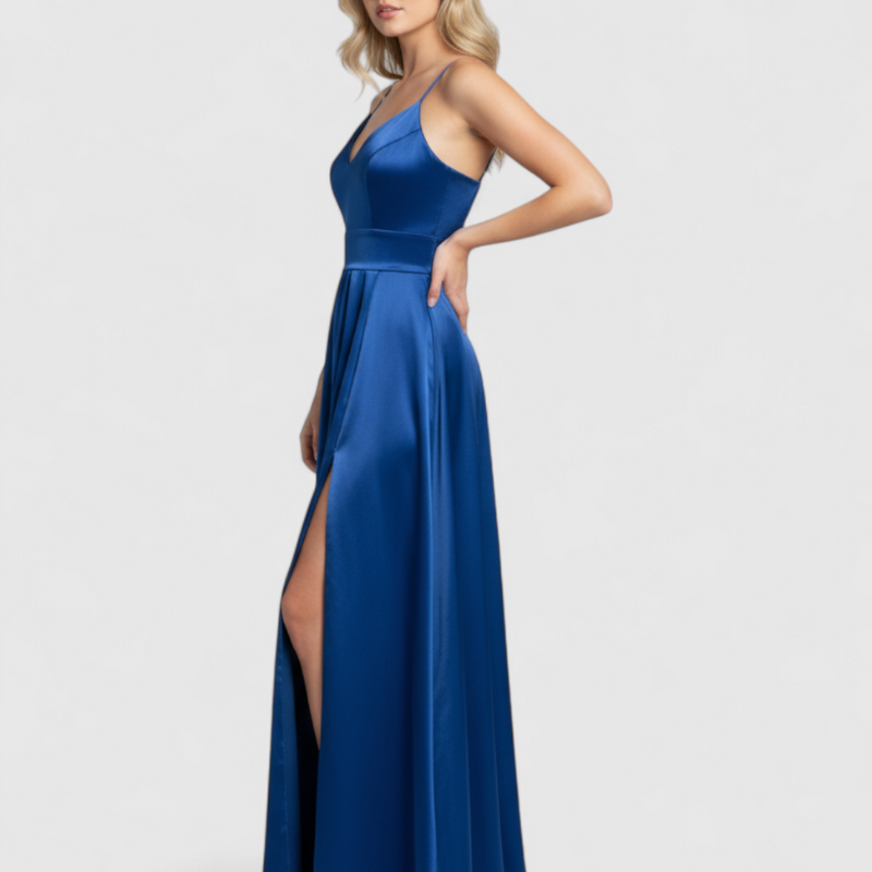 Julie – Lange Mouwloze Maxi Jurk met V-Hals en Hoge Tailleceintuur voor Dames Velani