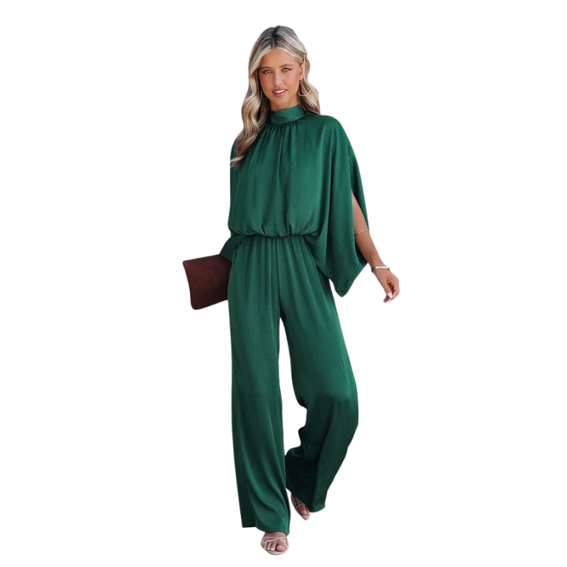 Marlene – Jumpsuit met Lange Mouwen, Hoge Hals en Wijde Pijpen Velani