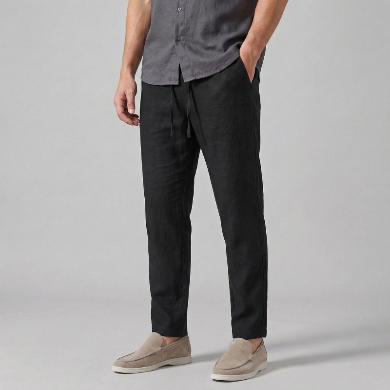 Men's Wide Leg Trousers with Drawstring Waist