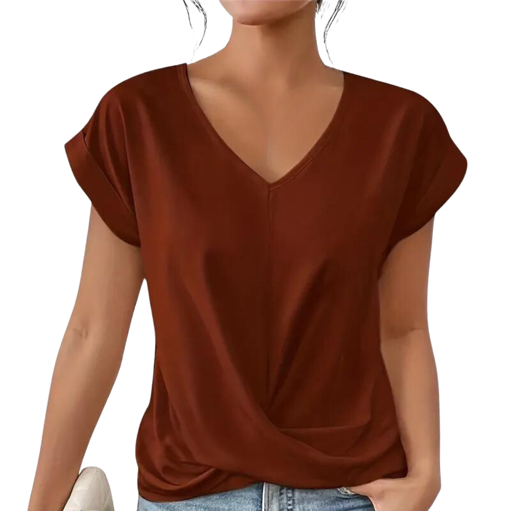 Clara – Top met Korte Mouwen V-Hals en Losse Pasvorm Velani