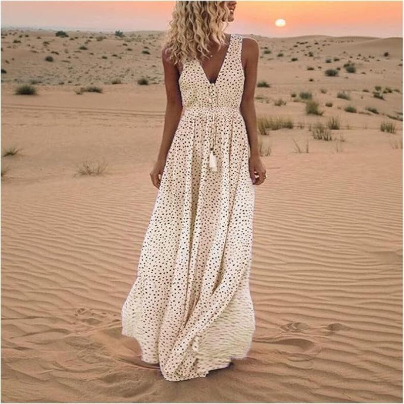 Women’s Maxi Dress Sleeveless V Neck