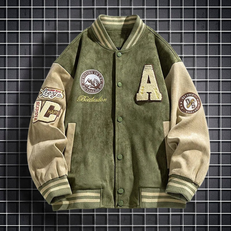 Men's Bomber Jacket with Button Front Closure