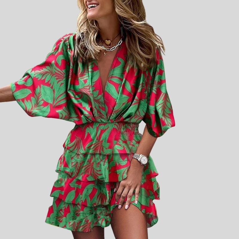 Women’s Mini Dress V Neck Ruffle