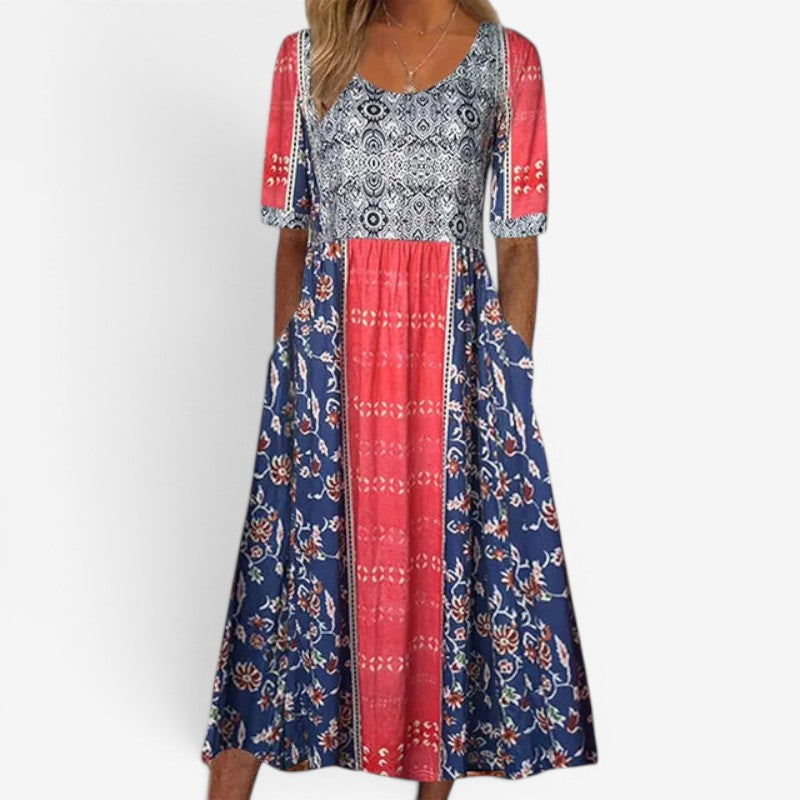 Women’s Midi Dress Short Sleeve Square Neck