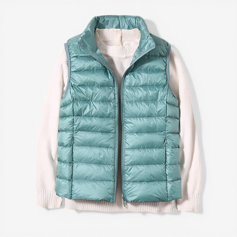 Women Sleeveless Vest With Zip Front