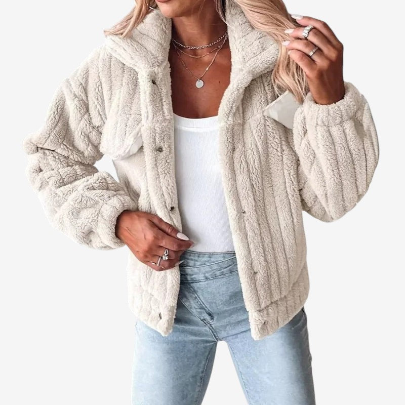 Sophia – Long Sleeve Jacket with Turn Down Collar and Button Closure