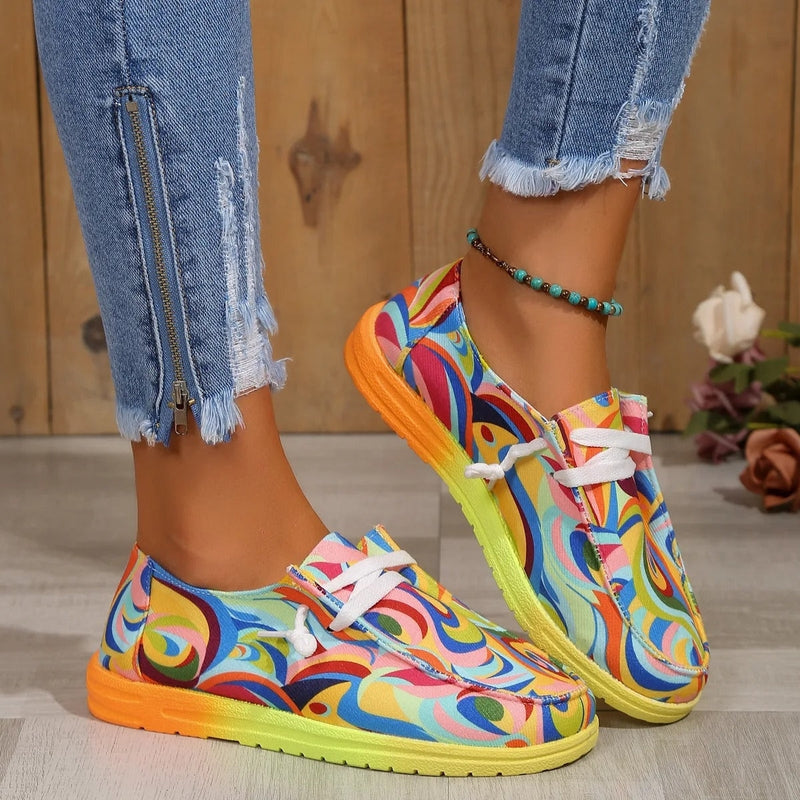 Emma – Printed sneakers with flat sole and round-toe