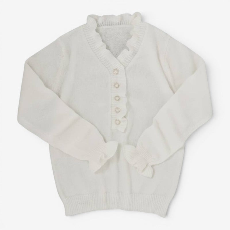 Women’s Ruffled Front Button Blouse Long Sleeve