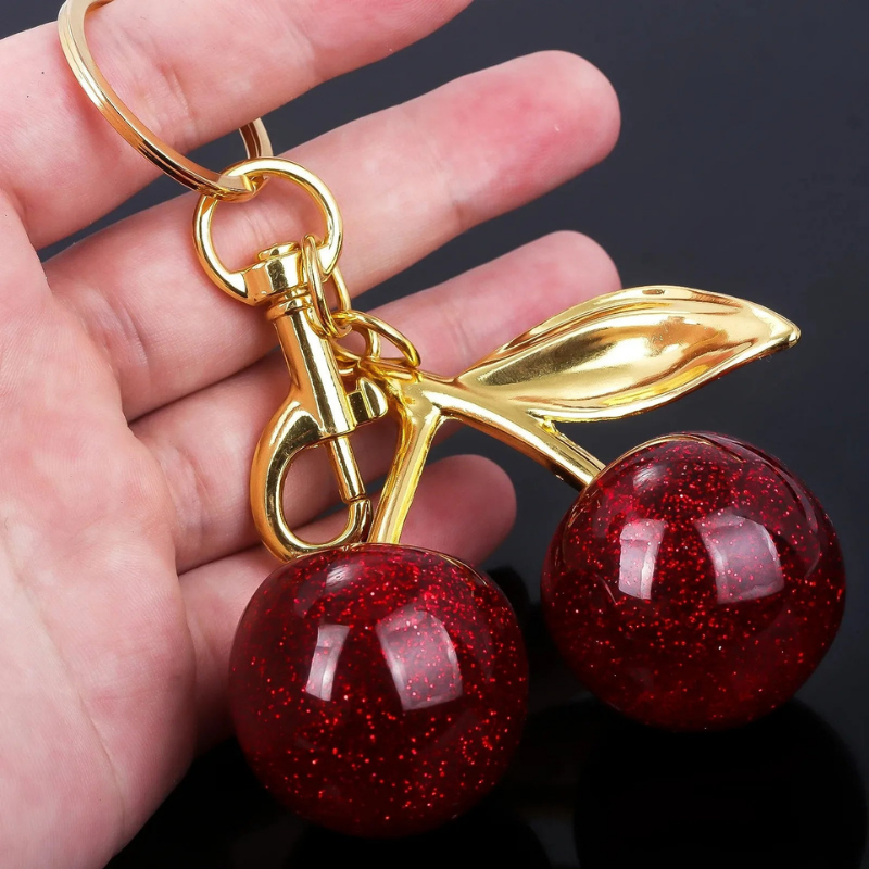 Cherry Pendant Metal Keychain