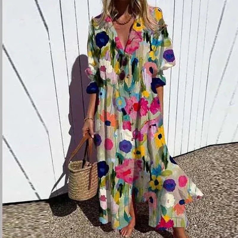 Women’s Maxi Dress Flowy Long Sleeves