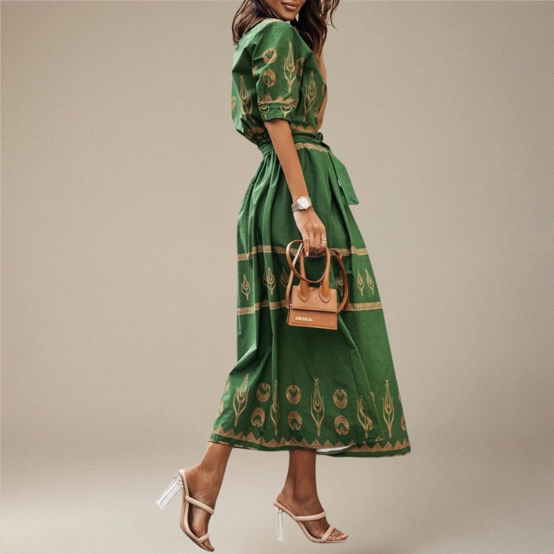 Women’s Midi Dress Long Sleeves Belted Waist