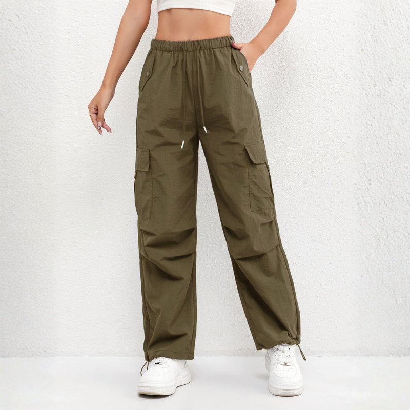 Women's Wide Leg Trousers with Drawstring Waist