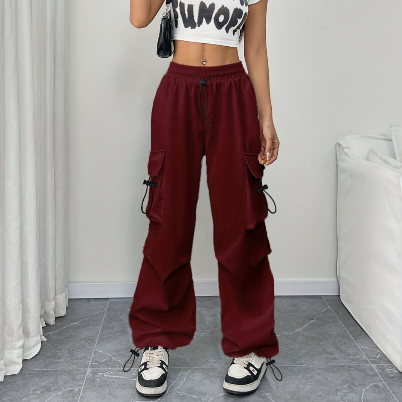 Women's Wide Leg Trousers with Drawstring Waist