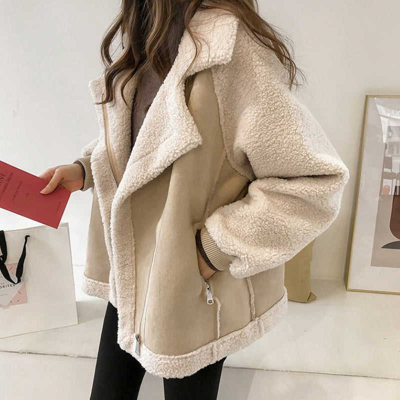 Women’s Oversized Long Zip Coat with Side Pockets