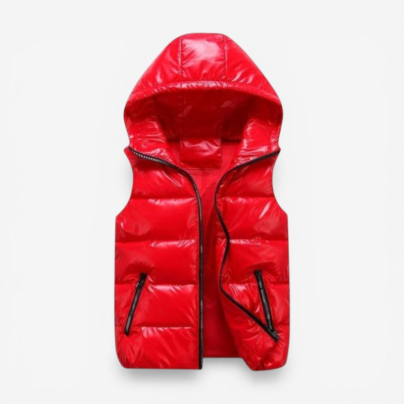 Harry - Sleeveless Padded Hooded Jacket With Zipper And Pockets