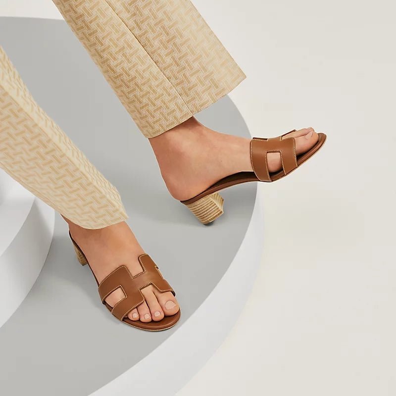 Isabella – Mid High Heel Sandals with Open Toe And Slip-On
