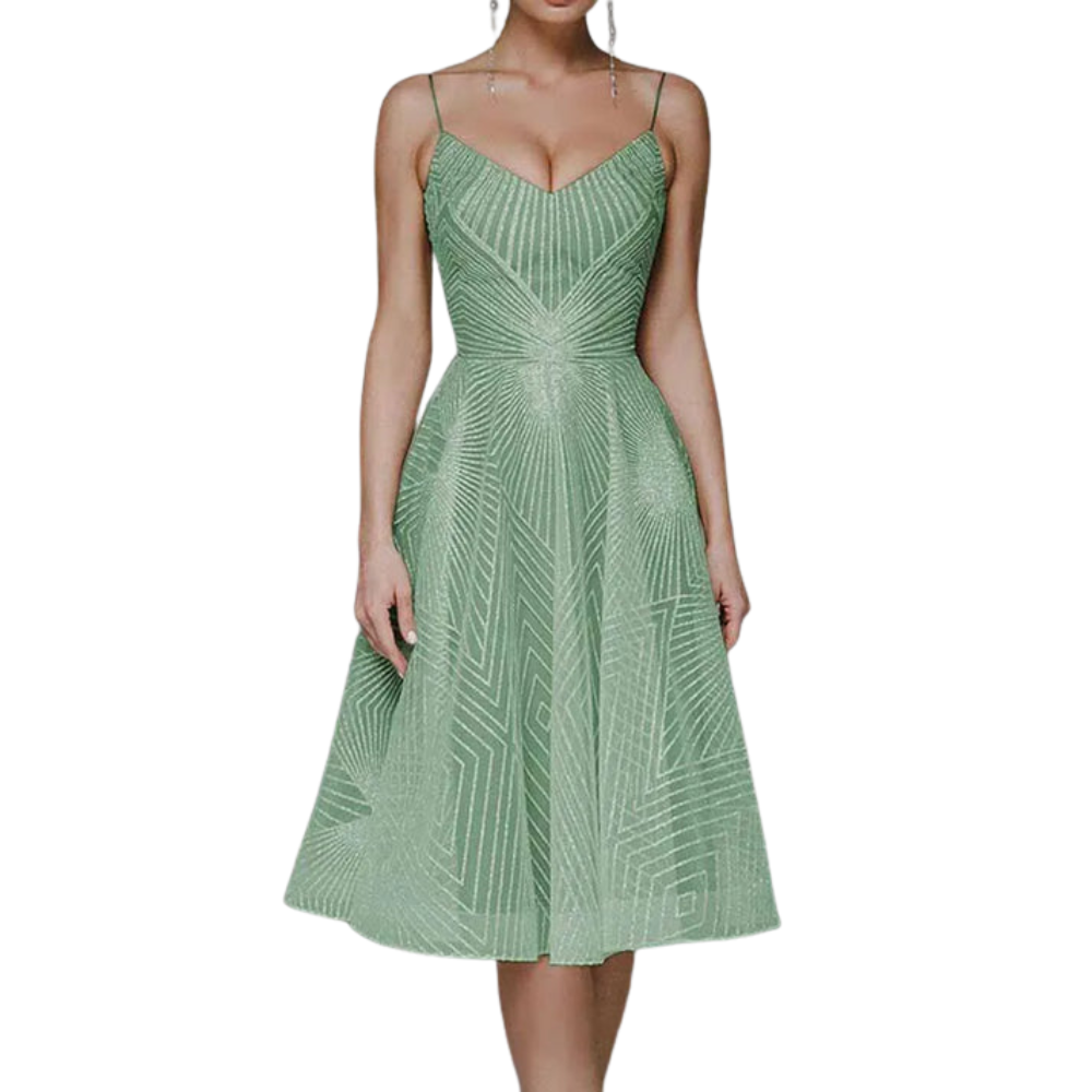 Lina – Mouwloze Jurk met V-hals en Spaghettibandjes Velani