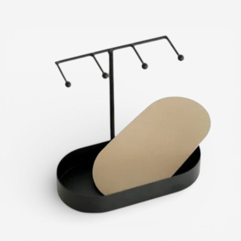 HookMate – Key Holder with Round Base, Multiple Hooks, and Storage Tray