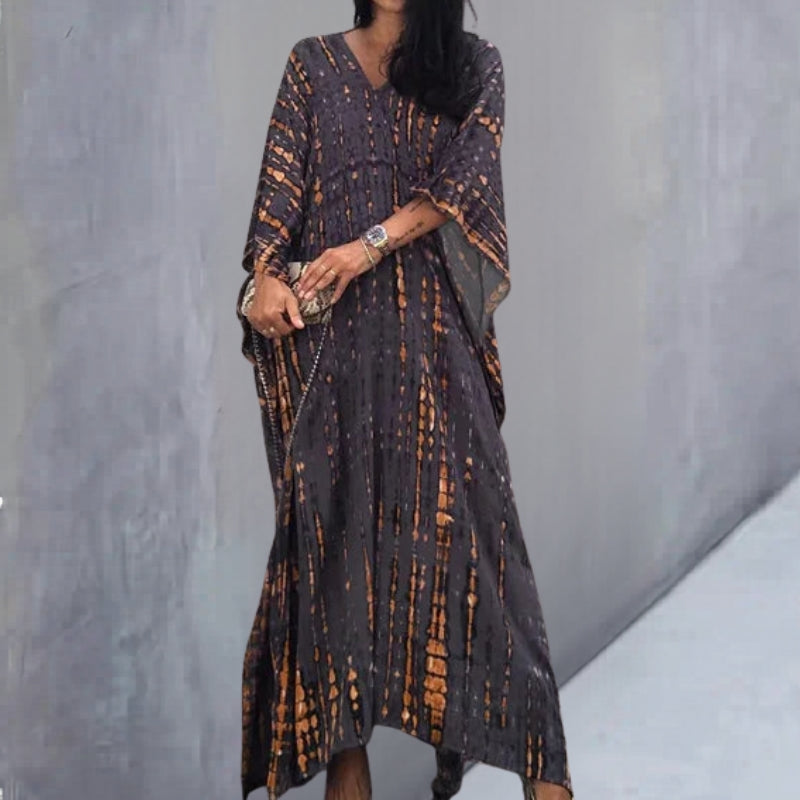 V-Neck Long Sleeve Maxi Dress