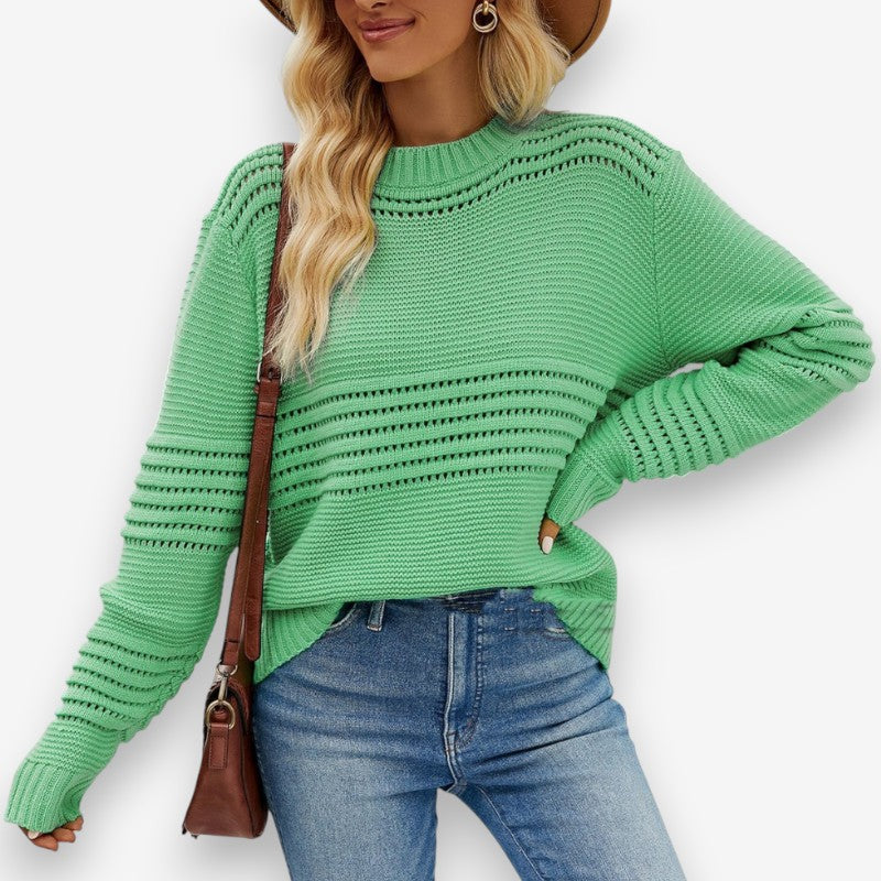 Mia – Long Sleeve Sweater with Round Neck Design