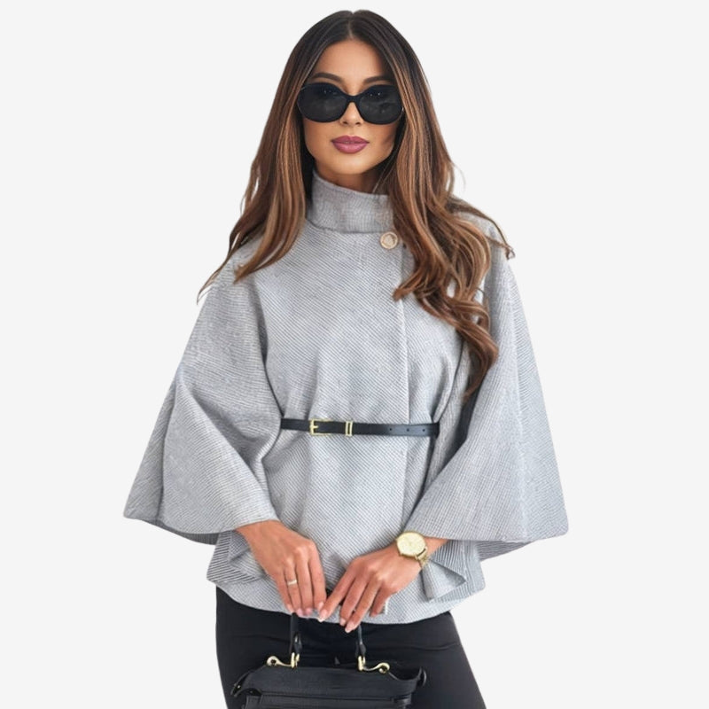 Selina – Long Sleeve Jacket with Button Closure and Adjustable Belt