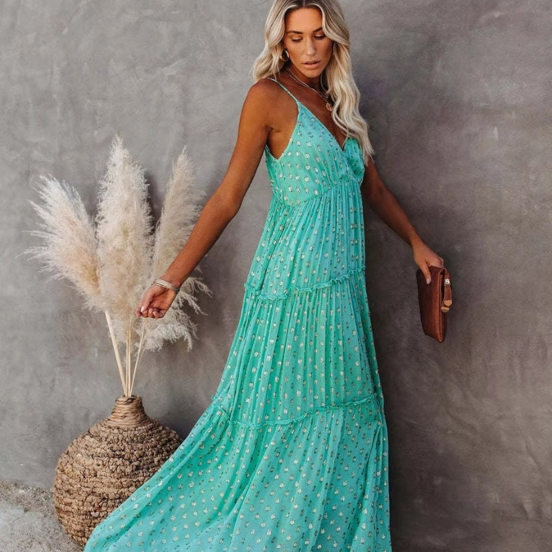 Juna – Mouwloze Lange Jurk met V-hals Velani