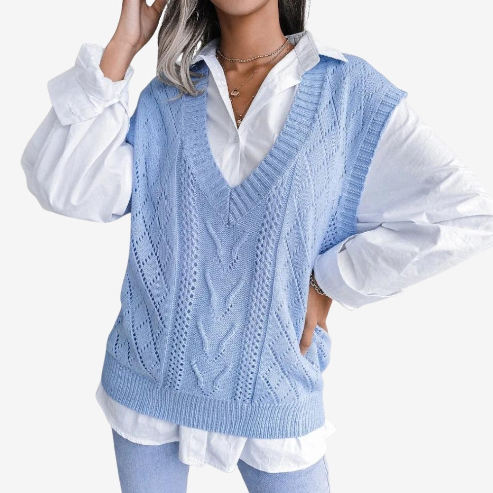 Eliana – Suéter sin mangas con cuello en V y corte holgado 