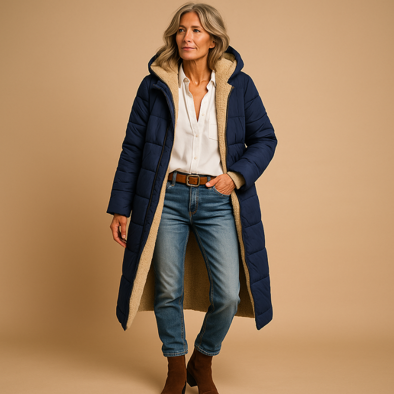 Women Modern Cut Coat with Notched Collar