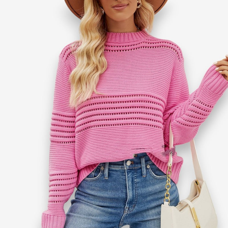 Mia – Long Sleeve Sweater with Round Neck Design
