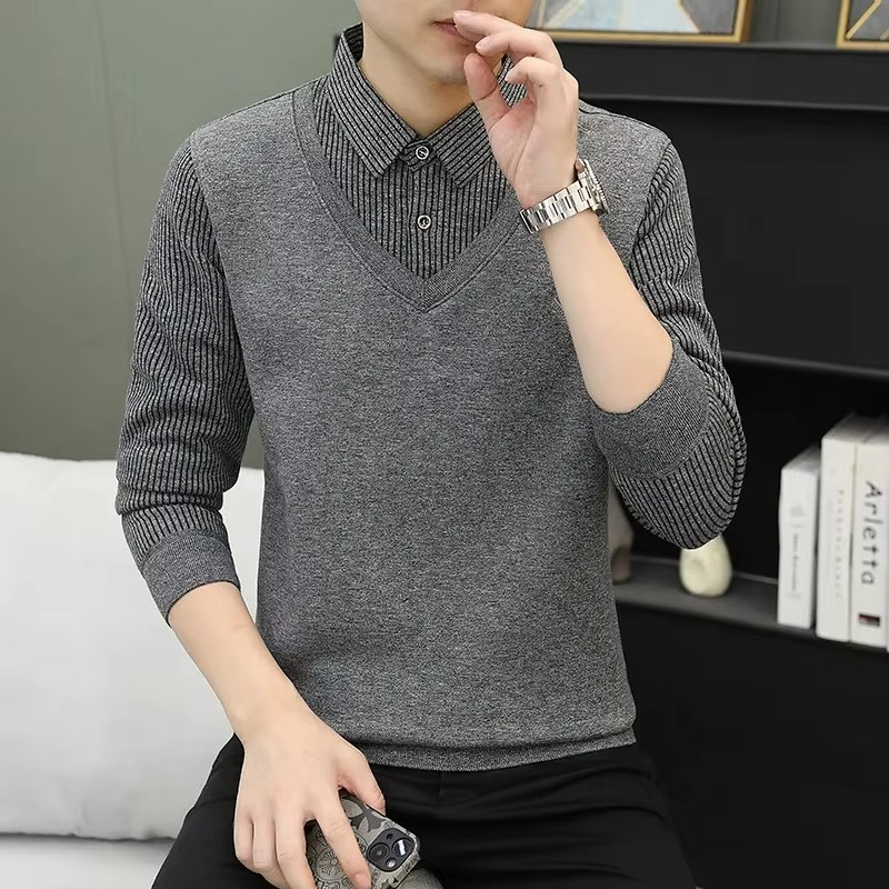 Adam – Slim fit V-hals sweatshirt met lange mouwen Velani