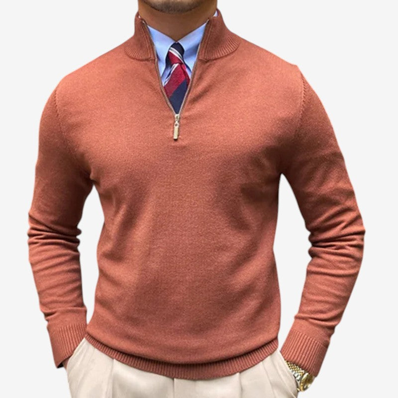 Men's Quarter Zip Stand Collar Sweater