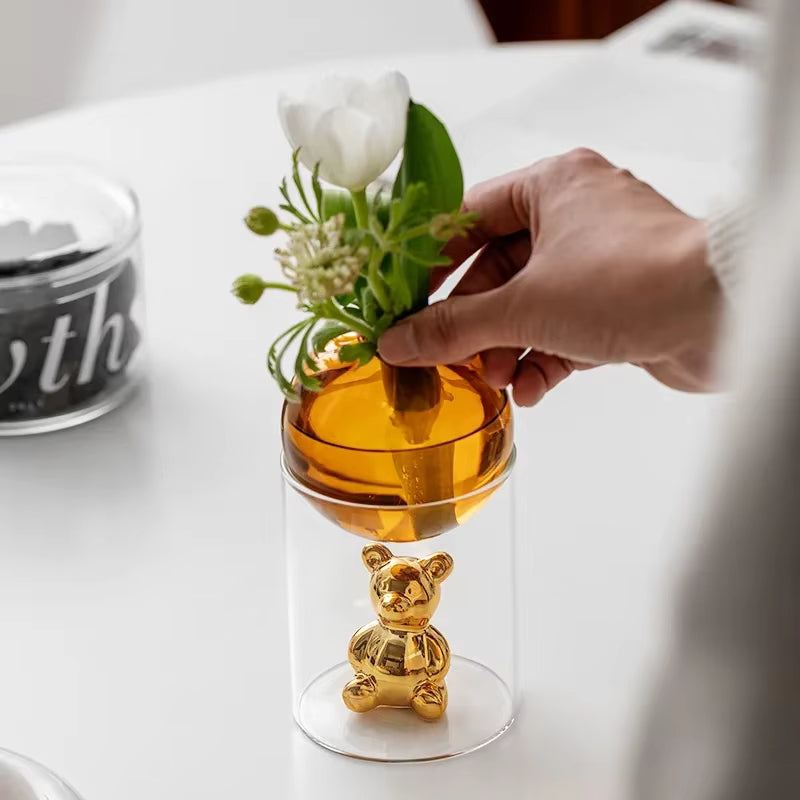 BearBloom – Cartoon Beer Vase with Spherical Top