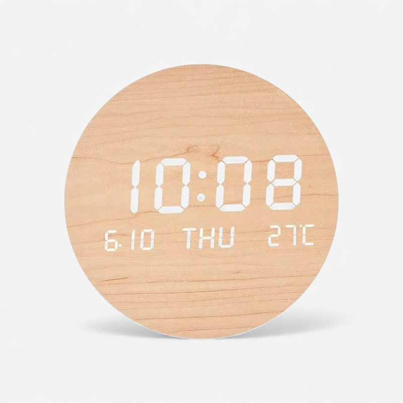 TimeCircle – Ronde LED Digitale Wandklok met Tijd- en Dagweergave Velani