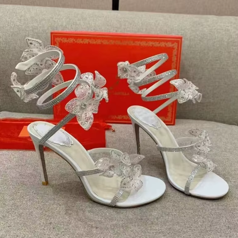 Elegant High-Heeled Sandals with Pointed Toe