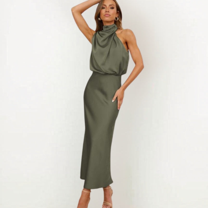 Women’s sleeveless mock neck midi dress