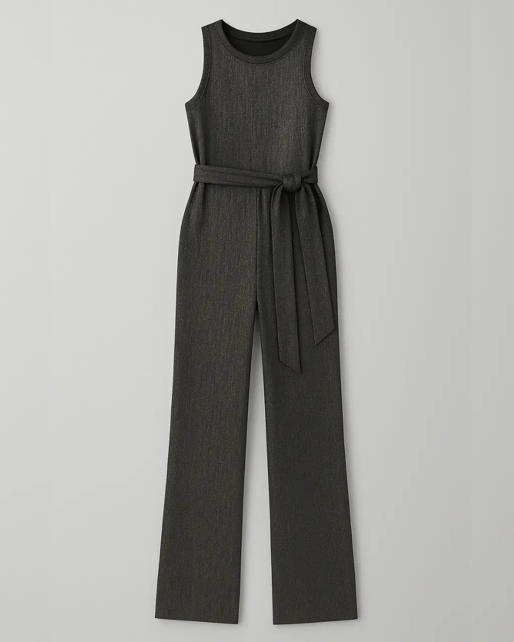 Polyester Jumpsuit Met Glitterdesign En Tailleband-Jumpsuits-Velani-Zwart-S-Velani