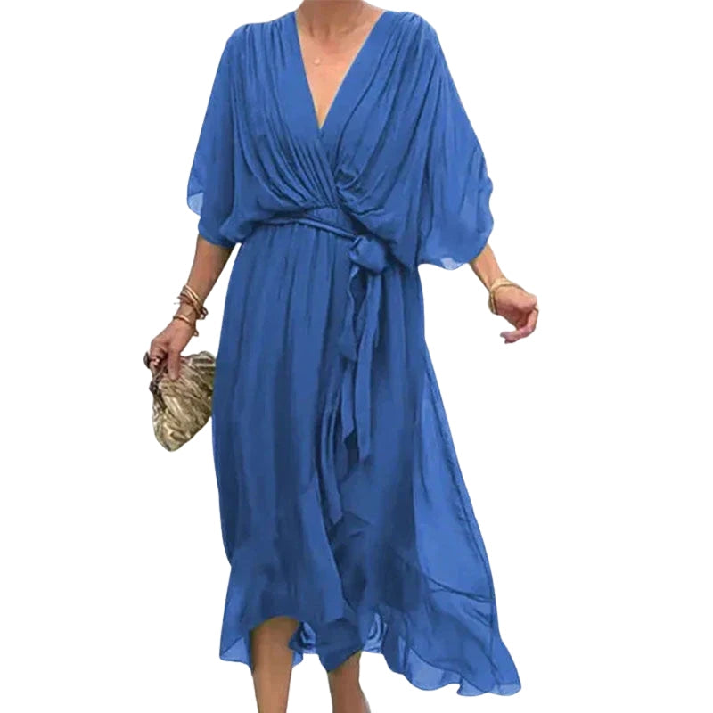 Luisa – Jurk met V-hals en Vleermuismouwen Velani