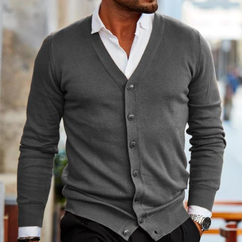 Men V-Neck Button Front Cardigan