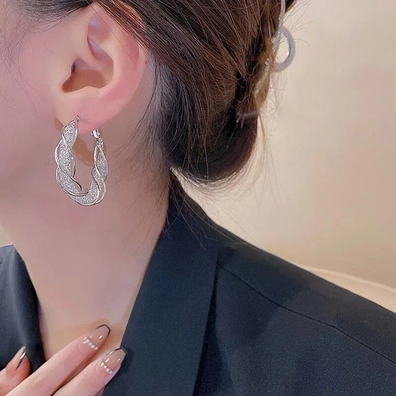 Hoop Earrings with Twisted Design